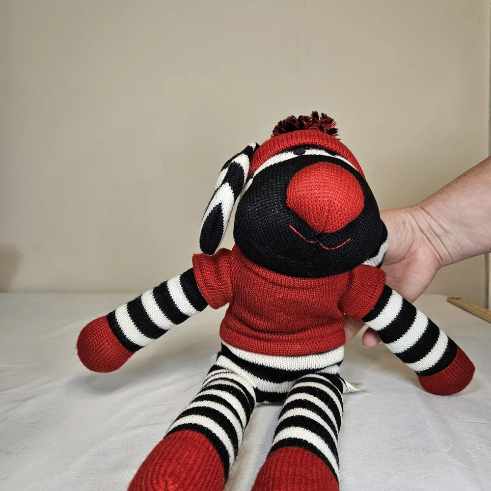 Red & Black Striped Plush Sock Monkey Stuffed‎ Animal